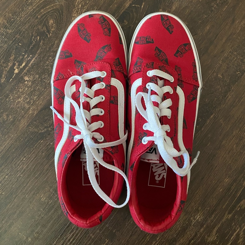 Red Low Top Vans - size 5Y